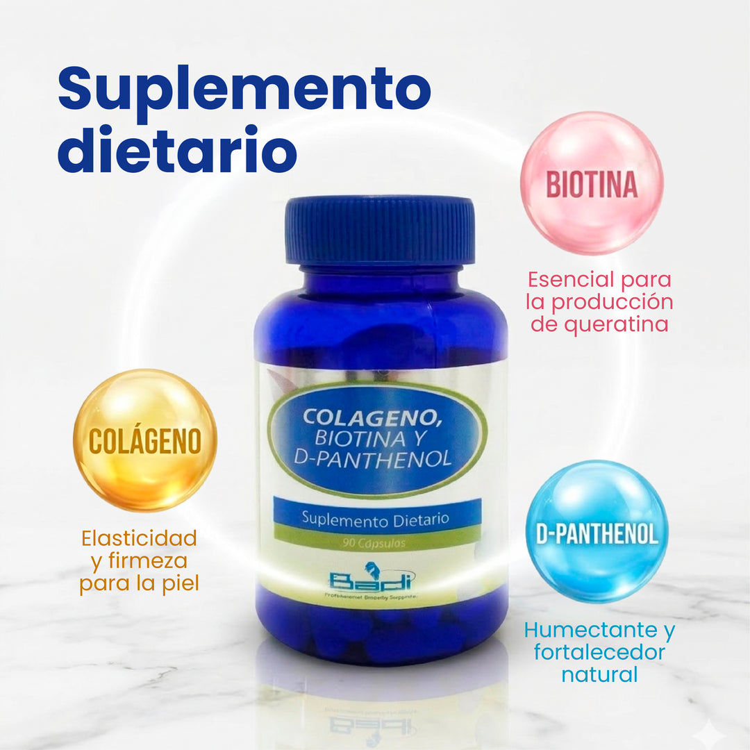 BIOTINA, COLÁGENO Y D-PHANTENOL X 90 CAPS